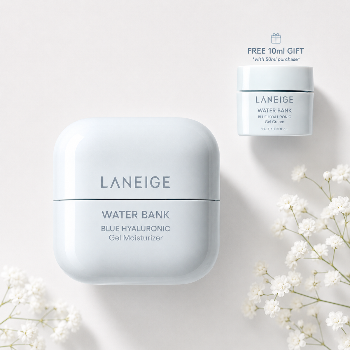 LANEIGE Water Bank Blue Hyaluronic Gel Moisturizer 50ml with free 10ml gift