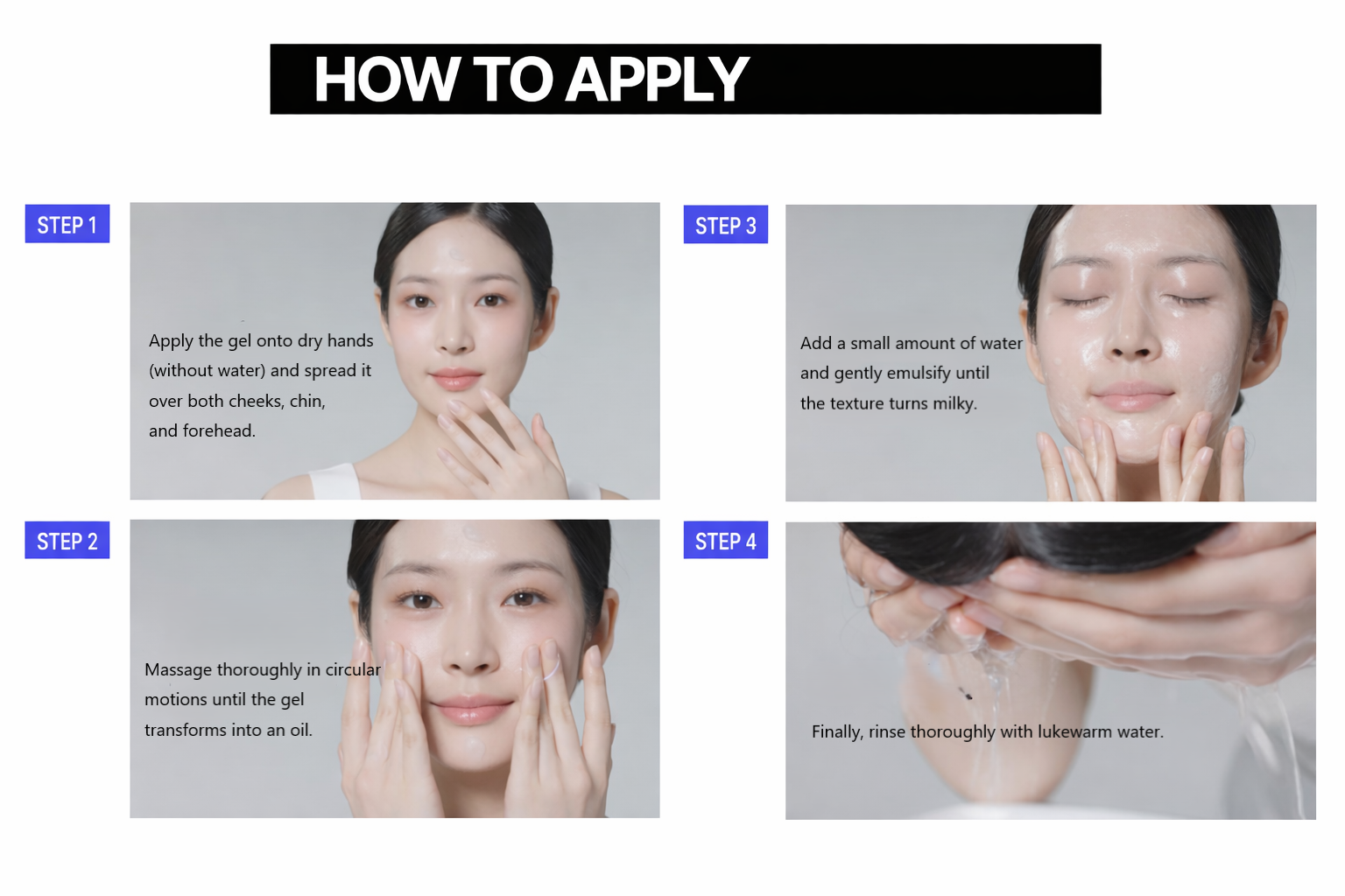 Step-by-step guide on how to apply IOPE oil in gel cleanser