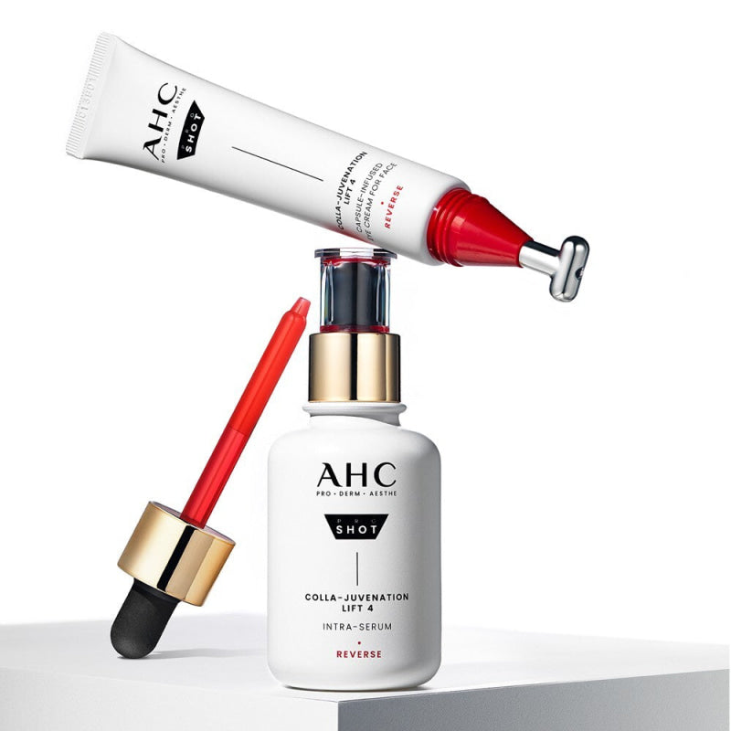 AHC Pro Shot Colla-Juvenation Lift 4 set with 40 mL Intra-Serum and 30 mL Capsule-Infused Eye Cream