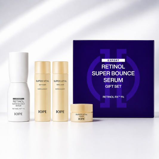 OPE Retinol Super Bounce Serum gift set for wrinkle care. 