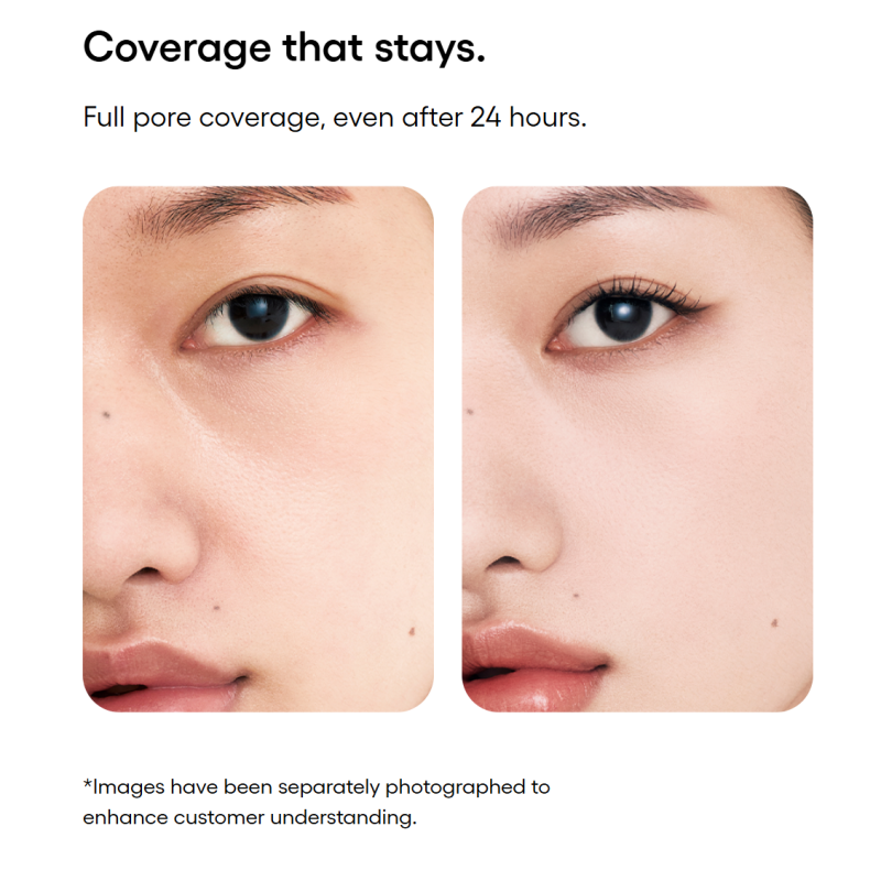 Before and after comparison with Laneige Neo Cushion Matte oil-control Korean cushion compact